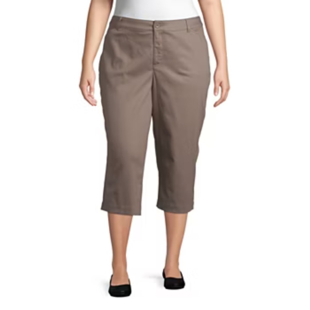St. John’s Bay Café Brown Capri Pants Size 14 | Stretch Cotton Classic Fit